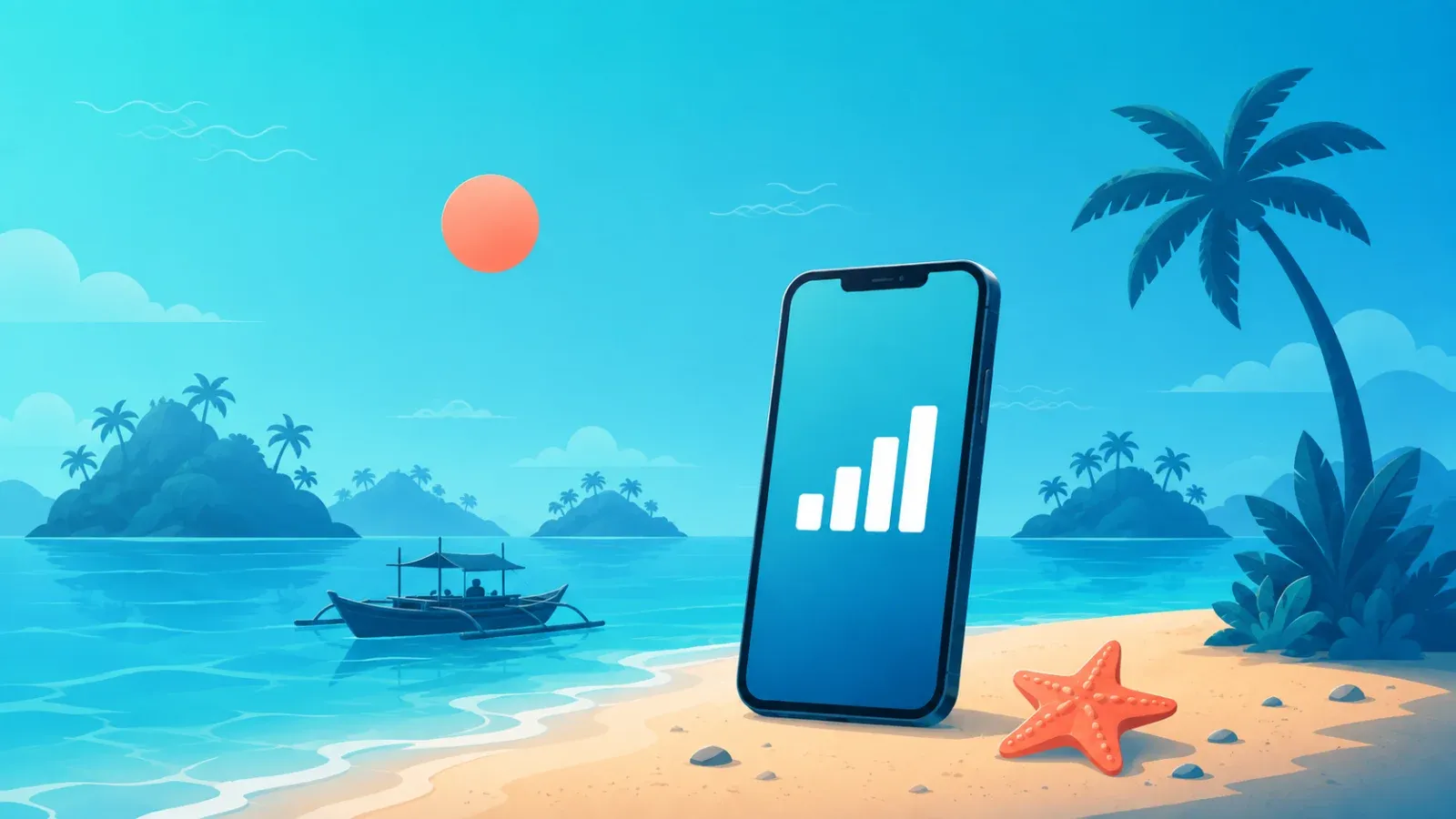 菲律宾旅行eSIM示意插图(海岛与螃蟹船)